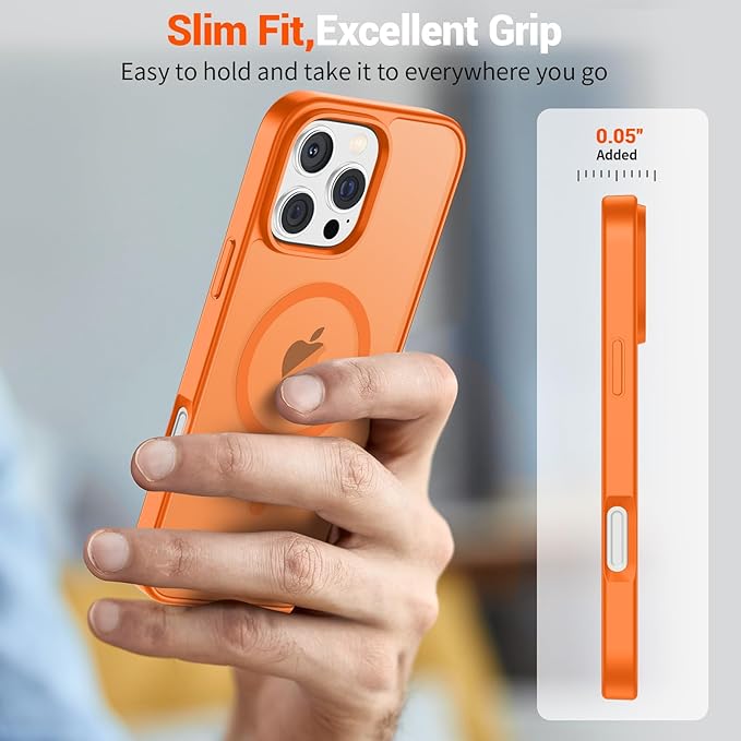 SUPFINE Magnetic for iPhone 16 Pro Case (Compatible with MagSafe) (Military Grade Drop Protection) Translucent Matte Shockproof Phone Cover,Starry Orange