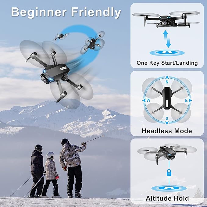 Drone with Camera, 2K HD FPV Drones for Adults, 36 mins Battery Life with 2 Batteries, Gravity Control, One Key Take Off/Land, Waypoint Fly, Gestures Selfie, 3 Speed Modes, Mini Drone for Beginners
