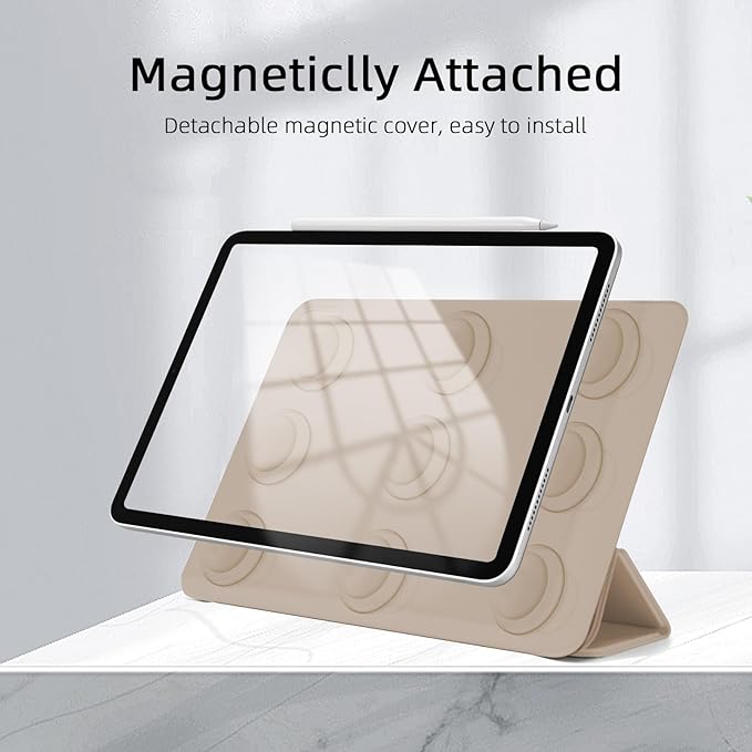 for iPad Air 13 inch M4/M3/M2 Case (2026/2025/2024,Model A3268/A3269/A3271), Auto Sleep/Wake and Magnetic Closure, Trifold Stand Case, PU Leather Cover, Support Apple Pencil Pro, Oat Coffee