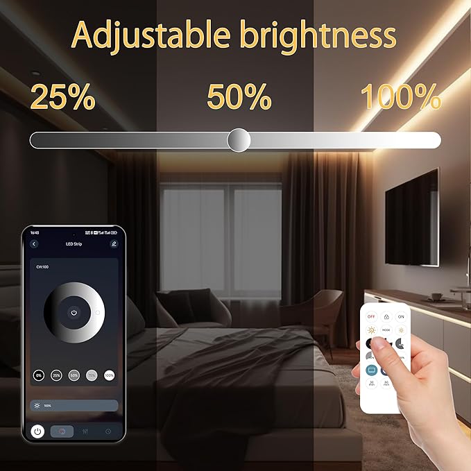 AXMOTUT 9.84ft Smart COB LED Strip Lights, 24V Warm White 2700K Dimmable LED Light Strips, High Bright LED tape light with Power Supply and app Control LED lights for TV,mirror, Kitchen Cabinet, Shelf