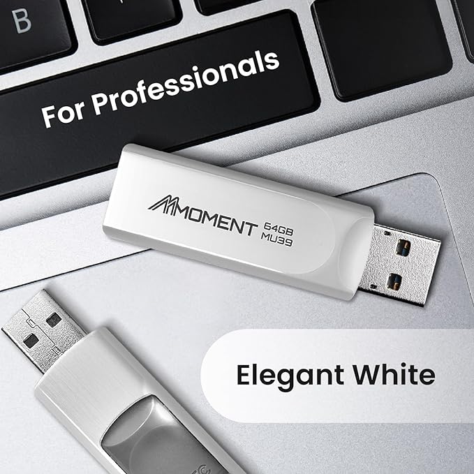 MMOMENT 64GB (5 Pack) MU39 USB Flash Drive– USB 3.2 Retractable Thumb Drive with Sliding Connector, Up to 100MB/s Read, 30MB/s Write – Plug & Play Memory Stick for PC, Mac, TV, Car