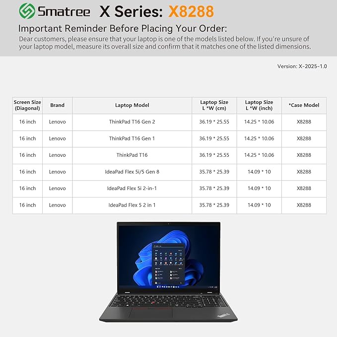 Smatree Hard EVA Protective Sleeve Case Compatible for 16 inch Lenovo IdeaPad Flex 5i/5 2-in-1, IdeaPad Flex 5/5i Gen 8, ThinkPad T16 Gen 2/1, ThinkPad T16 Laptop, Green (X8288G)