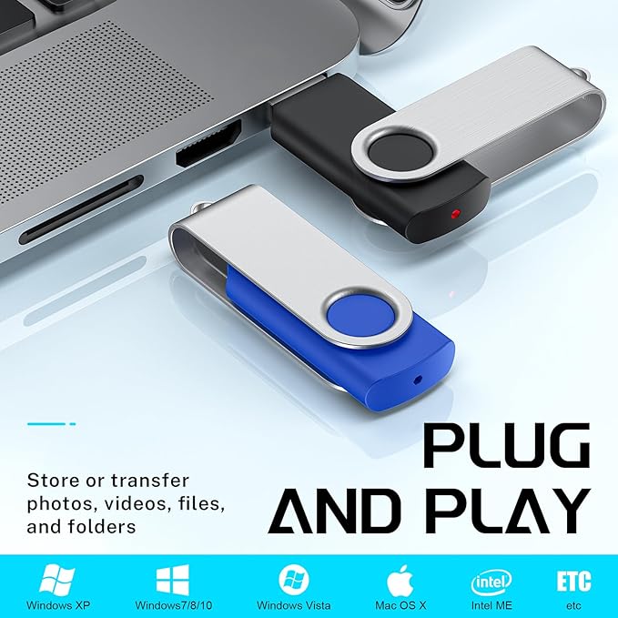 FEBNISCTE 32GB Thumb Drive 10 Pack,Flash Drive High Capacity, Bulk USB Flash Drives 32 GB Metal Swivel, USB 2.0 Jump Drive Memory Stick Portable, Pen Drive Zip High Speed for Data Storage