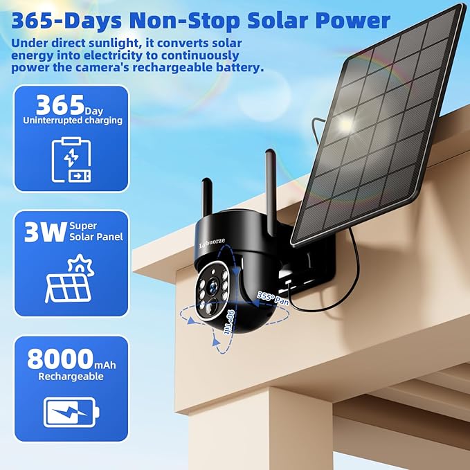 Black 4G LTE Solar Security Camera Outdoor, No WiFi/Internet Needed, 4MP Full Color Night Vision, 360° View, Built-in SIM, AI Motion Alarm, 2-Way Talk for Backyard/Driveway