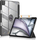 Soke for New iPad Air 13 Inch Case (M3 2025/M2 2024) with Pencil Holder, [Auto Wake/Sleep + Camera Protection] Shockproof Cover with Clear Transparent Back for Apple iPad Pro 12.9", Black
