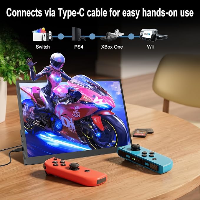 4K Portable Monitor, 15.6 Inch Screen Extender 3240×2160 UHD, 500 Nits 100% sRGB with 45° Adjustable Stand, HDMI & USB-C Computer Display for Travel Monitor Laptop & PC Mac Phone PS4 PS5 Switch