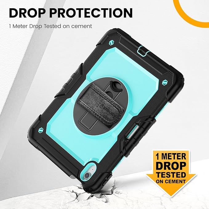 timecity Case for iPad Air 11 Inch M4 / M3 / M2 (2026/2025/ 2024), 360° Rotating Stand, Pencil Holder & Wireless Charging, Shockproof with Screen Protector & Shoulder Strap - for Designers, Blue