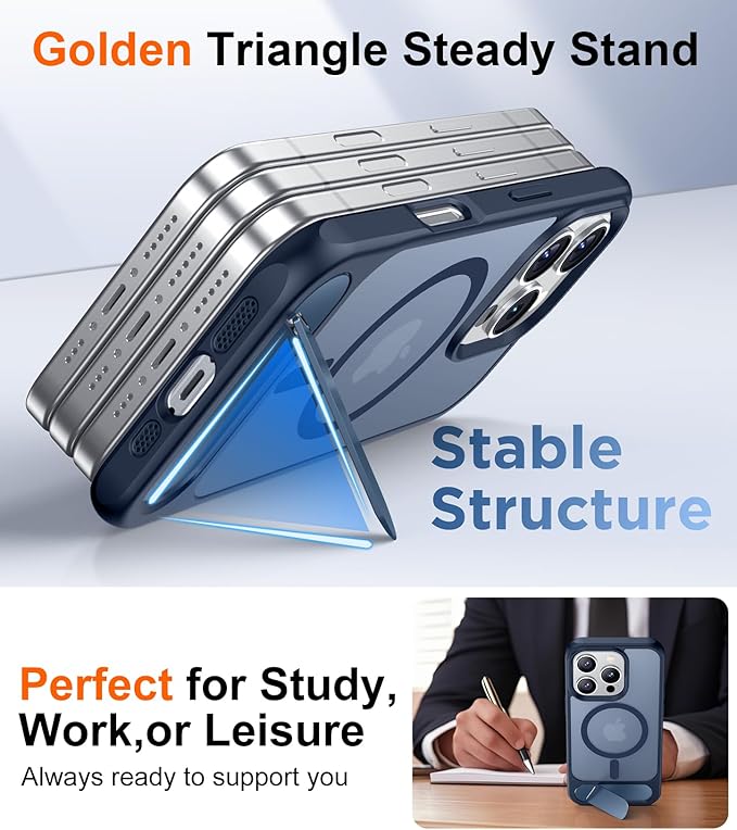 Magnetic Compatible with iPhone 16 Pro Case, [Built-in Invisible Kickstand][Compatible with MagSafe] [Military Grade Shockproof] Slim Translucent Matte Phone Case for iPhone 16 Pro 6.3"