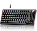 TMKB T81E Mechanical Gaming Keyboard, 75% Gasket Mount Wired Keyboard with Knob & 5-Layer Sound Dampening, Hot-Swappable, RGB Backlit, 82 Keys for Windows/Mac/Linux - Black