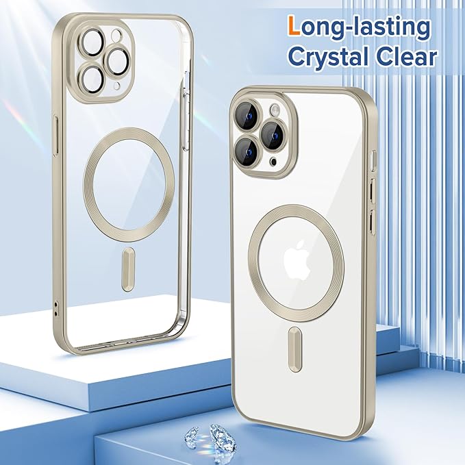 Hython Magnetic Clear for iPhone 11 Pro Case with Camera Lens Protector [Compatible with MagSafe] Luxury Plating Edge Slim Soft TPU Cover Protective Phone Case for iPhone 11 Pro 5.8", Matte Gray