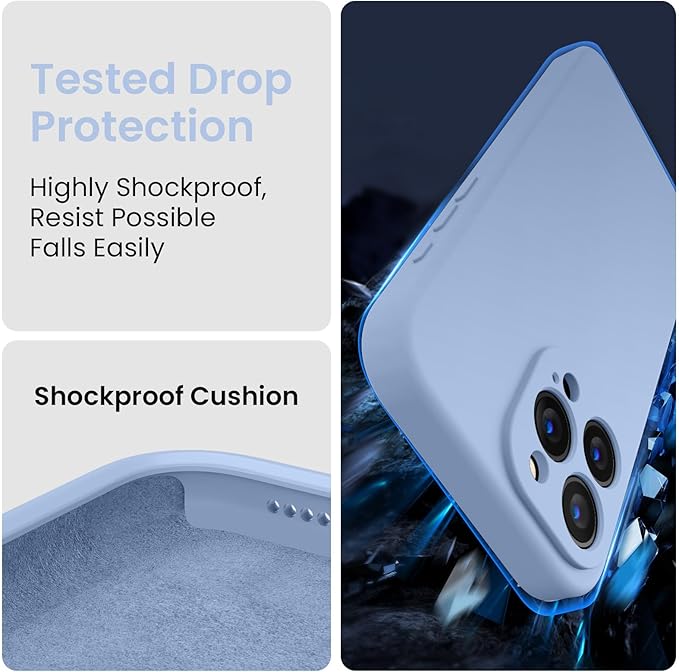 FireNova Designed for iPhone 15 Pro Case, Silicone Upgraded [Camera Protection] Phone Case, Soft Anti-Scratch Microfiber Lining Inside, 6.1 inch, Light Blue