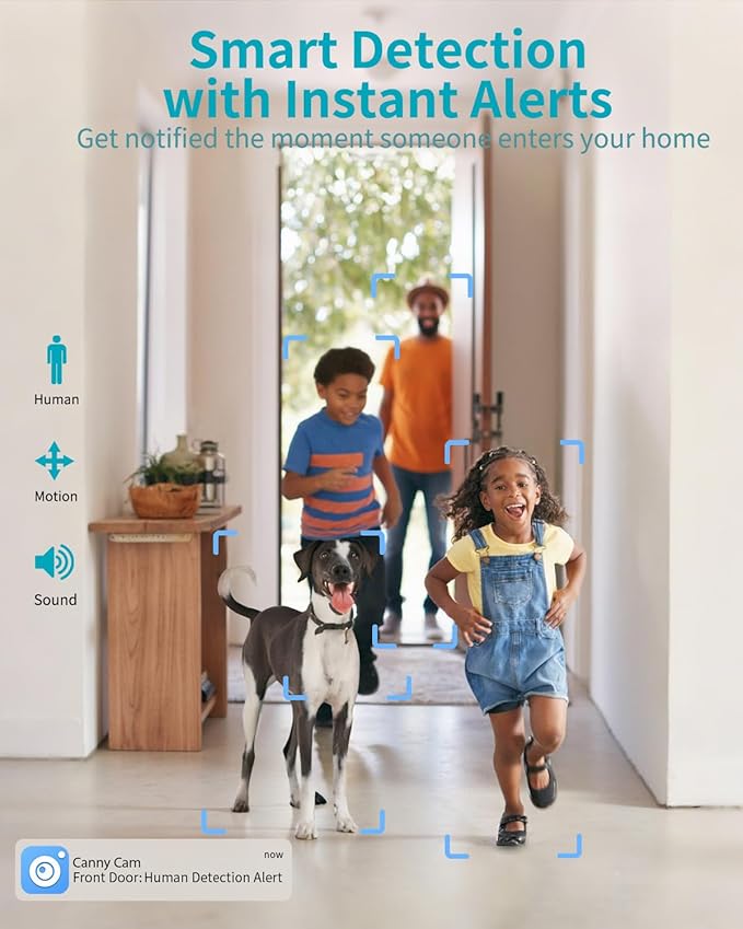 VIMTAG 2.5K Pan/Tilt Cameras for Home Security, Wired Indoor Camera for Pet/Dog/Cat/Baby/Nanny with Phone App, Motion Tracking, Night Vision, 2-Way Audio, AI Detection, 5GHz/2.4GHz WiFi, Works w/Alexa