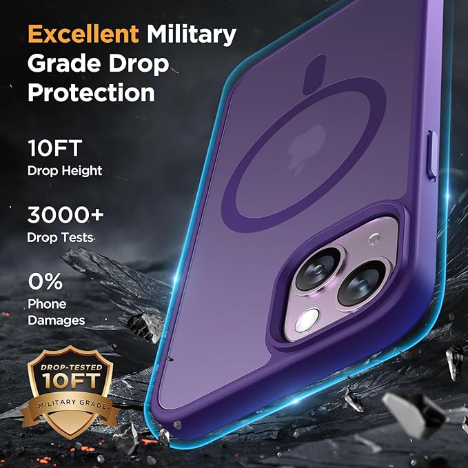 Miracase Magnetic Series Designed for iPhone 14 Plus Case [Compatible with MagSafe] [with 2X Screen Protectors] Anti-Fingerprint, Magnetic Charger Case for iPhone 14 Plus 6.7 inch - Dark Purple