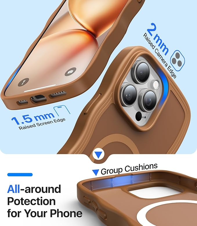 Magnetic for iPhone 15 Pro Max Case[Compatible with MagSafe][Military-Grade Drop Protection][Anti-Yellowing]Shockproof Protective Translucent Matte Cover for iPhone 15 Pro Max Phone Case,Brown