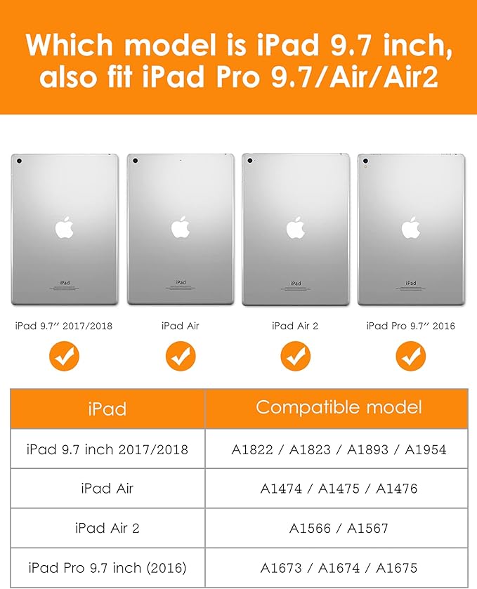 DTTO for iPad 9.7 Inch 5th/6th Generation 2018/2017 Case with Apple Pencil Holder, Premium Leather Folio Stand Cover Case for Apple iPad 9.7 inch, Also Fit iPad Pro 9.7/Air 2/Air - Midnight Green