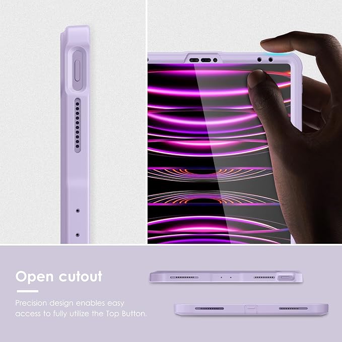 VIKESI Kickstand Protective Case for iPad Pro 12.9 6th / 5th / 4th / 3rd Generation (2022/2021/2020/2018 Released), Matte Frosted Scratch Resistant Back, TPU Shockproof Frame, Light Purple