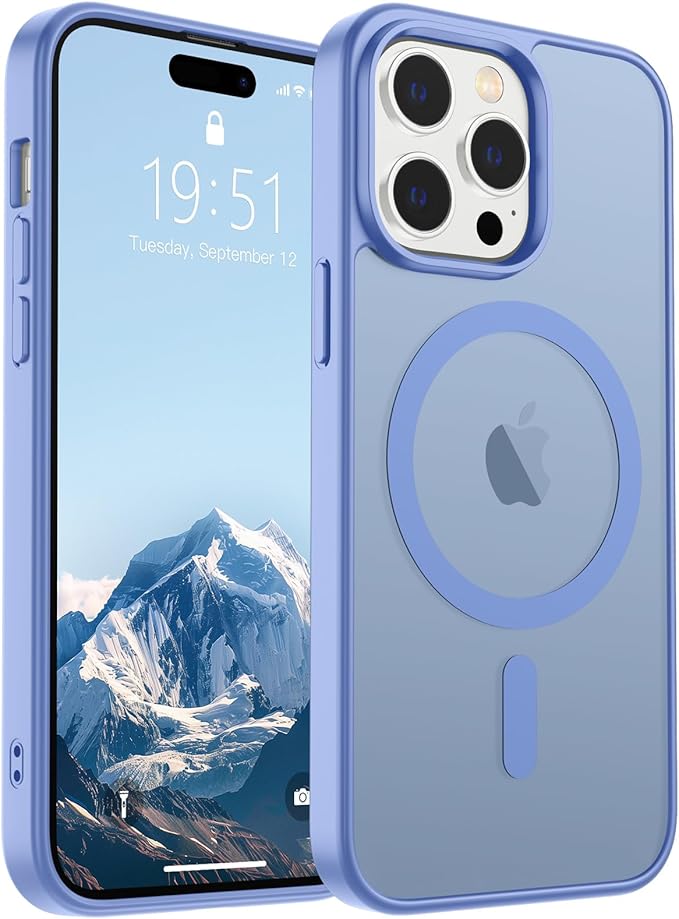 SUPFINE Magnetic for iPhone 14 Pro Max Case (Compatible with MagSafe) (Military Grade Drop Protection) Slim Translucent Matte Shockproof with Anti-Fingerprint Phone Case,Blue Purple