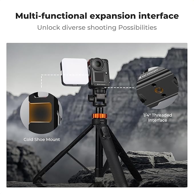 K&F CONCEPT Cage + Foldable Quick Release Mount Kit Compatible with DJI Osmo Action 6 Only, Protective Expansion Frame Case with Cold Shoe Mount | 1/4" Screw Adapter for Tripod, Selfie Stick Vlogging