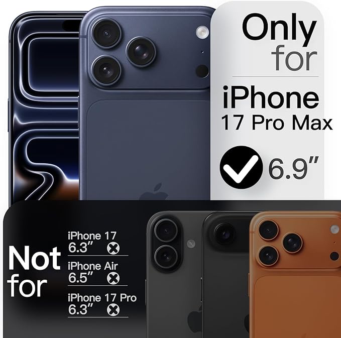 JETech Magnetic Slim Case for iPhone 17 Pro Max 6.9-Inch, Compatible with MagSafe, Ultra-Thin Lightweight Minimalist Phone Cover with Matte Finish and Full Camera Lens Protection (Black)