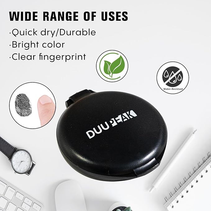 Fingerprint Ink Pad, Quick-Drying & Portable, for Office Notary Supplies, Identification Security ID & Law Enforcement Fingerprint Cards Stamp Pad (Black, 1 Pack