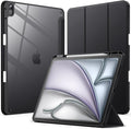 JETech Case for iPad Air 13-Inch M4/M3/M2 (2026/2025/2024) with Pencil Holder, Clear Transparent Back Shell Slim Stand Shockproof Tablet Cover, Auto Wake/Sleep (Black)