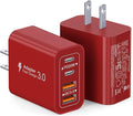 [2-Pack] 40W USB C Charger Block, 4-Port Type C Fast Charging Brick Dual PD&QC Wall Plug Adapter Power Brick for iPhone 13/14/15/16/17/Pro/Pro Max/Plus/iPad/Airpods/iwatch/Samsung Galaxy (Red)