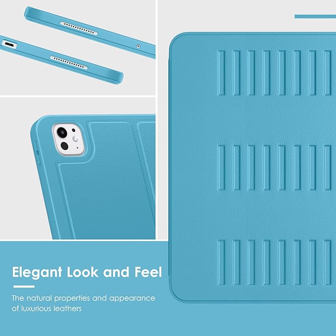 VIKESI Case for iPad iPad Pro 13-inch M5 or M4 Released in 2025 or 2024,Multiple Angles Magnetic Stand Cover,Shockproof Soft Back,Pencil Holder,and Auto Sleep/Wake,Sky Blue