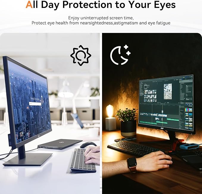 [2-Pack] 21.5 Inch Computer Blue Light Blocking Screen Protector for 16:9 Widescreen Monitor, Anti Glare Anti-UV Eye Protection Desktop PC LED Monitor Filter, Removable Anti-Scratch Screen Film 21in