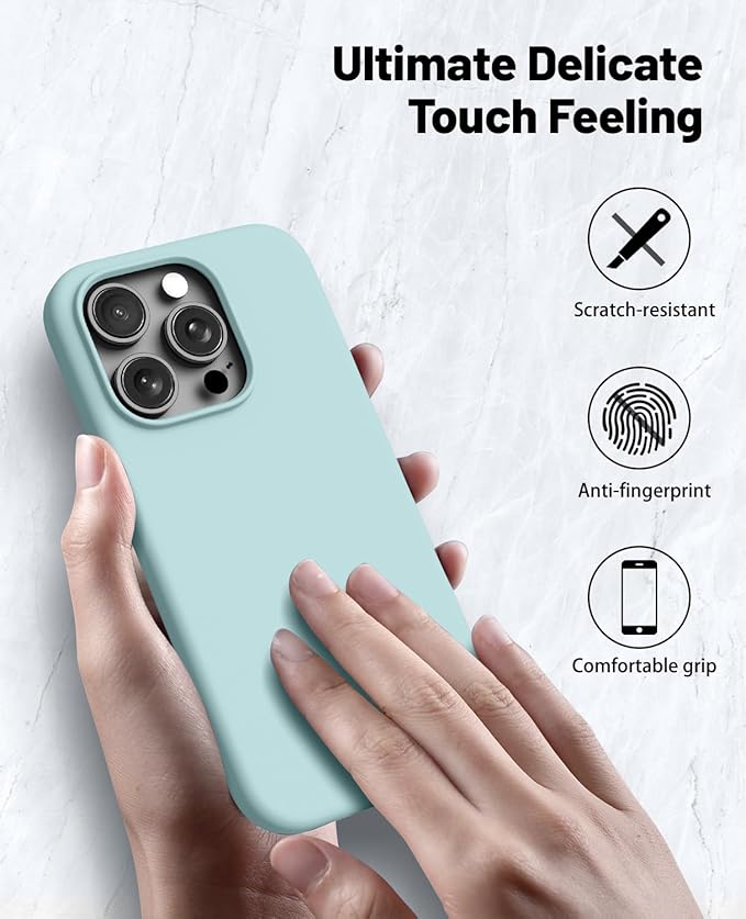 OTOFLY for iPhone 15 Pro Max Case [Compatible with MagSafe] Full-Body Silicone Shockproof Slim Thin Phone Case for iPhone 15 Pro Max 6.7 inch (Mint Green)