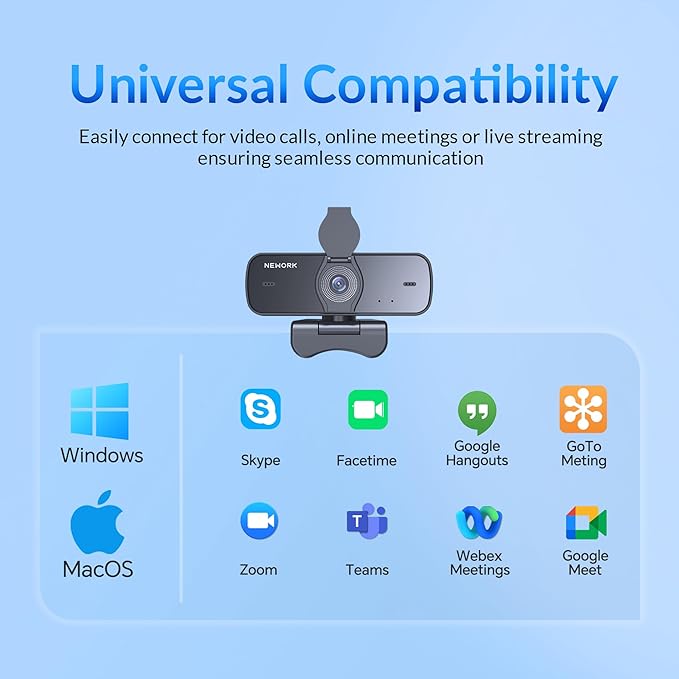 4K Webcam for PC with 2 Noise-Cancelling Microphones, Stable Auto Focus, Plug&Play Computer Camera for Online Teaching, Meetings, and Remote Communication (with Tripod)