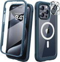 Diaclara Magnetic for iPhone 15 Pro Case, [Military-Grade Drop Proof & Fit for MagSafe] Built-in Shockproof Screen Protector, [Camera Lens Protector] Phone Cover for iPhone 15 Pro 6.1"(Deep Blue)
