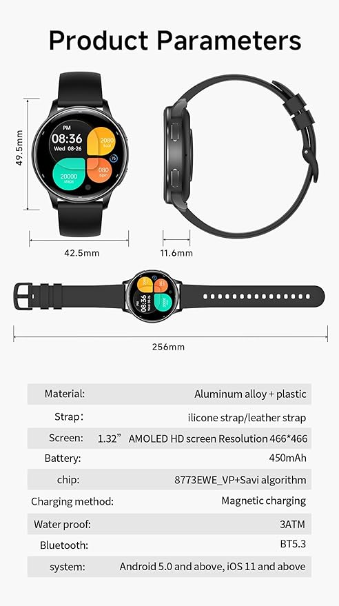 Fitness Tracker with Heart Rate Monitor Activity Tracker with Pedometer Smart Watch Sleep Monitor with Step Counter Calories Blood Oxygen Blood Pressure Monitor Make/Answer Call Health Tracker