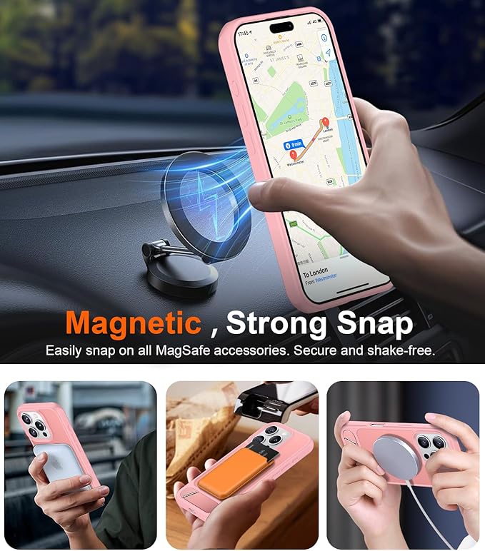 Magnetic Compatible with iPhone 16 Pro Case, [Built-in Invisible Kickstand][Compatible with MagSafe][Military Grade Shockproof] Slim Translucent Matte Phone Case for iPhone 16 Pro 6.3"