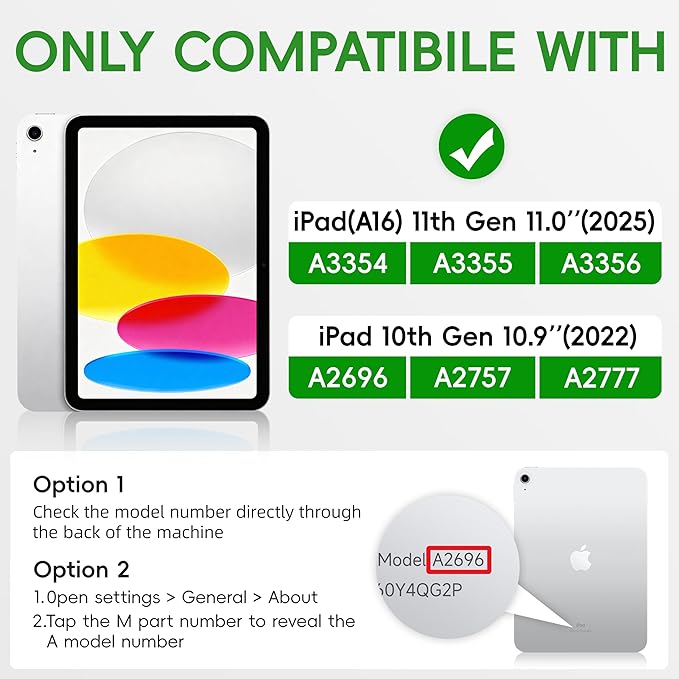 Andnary Case for iPad (A16) 11th Generation 11 inch 2025/10th Generation 10.9 inch 2022, Shockproof Cover with Screen Protector/360° Rotate Handle/Bracket/Pen Holder/Shoulder Strap (Blue+Green)
