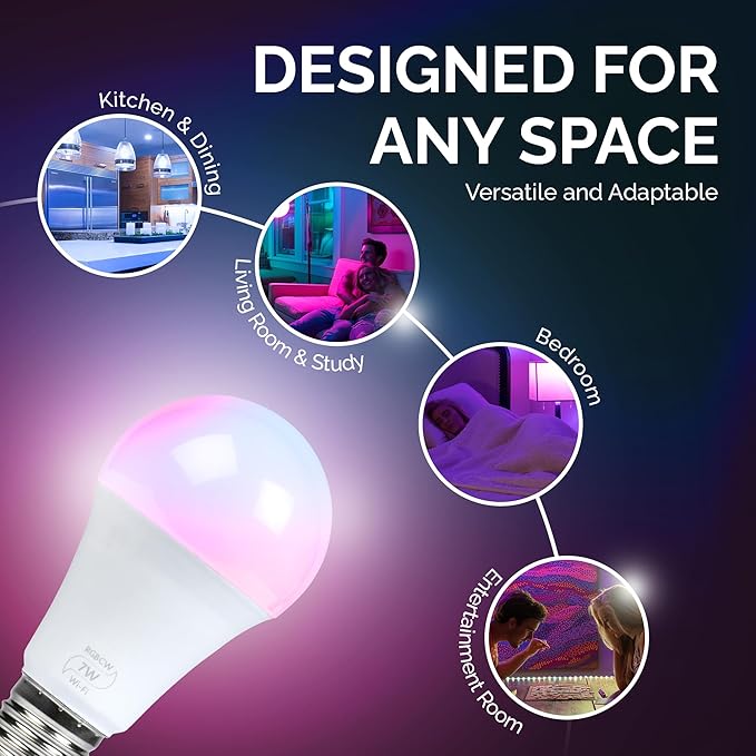 Flux WiFi Smart LED Light Bulb - Compatible with Alexa, Google Home Assistant & IFTTT - Smartphone Controlled Multicolored Color Changing Lights - Sunrise Wake Up Light & Dimmable Night Light