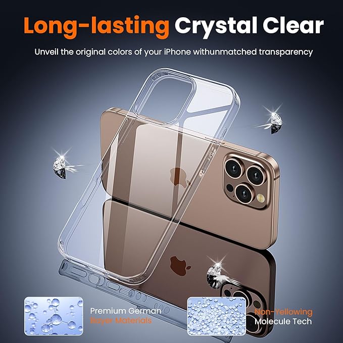 toushion 3 in 1 for iPhone 16 Pro Max Case Clear,[Yellowing-Resistant Acrylic Back] Screen Protector *1 & Camera Lens Protector*1, Shockproof for iPhone 16 Pro Max Phone Case 6.9 inch Clear
