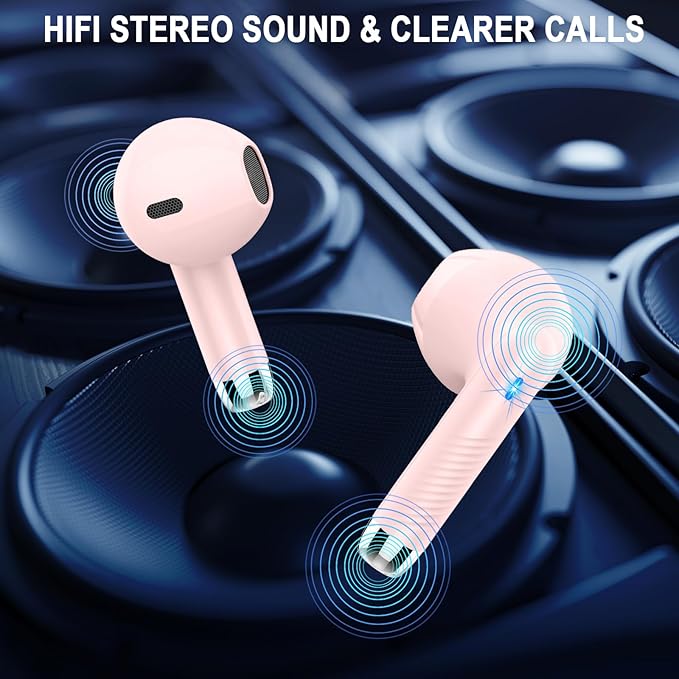Wireless Bluetooth 5.4 Earbuds, Ear Buds LED Power Display Headphones 6D Stereo, Bluetooth Earbuds in-Ear Noise Cancelling Mic, 40H Playback Mini Case IP7 Waterproof Sports Earphones for Android iOS