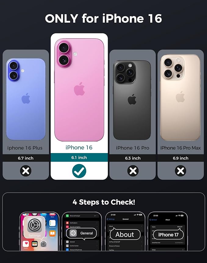 Goton for iPhone 16 Case with Privacy Tempered Glass Screen Protector & Camera Lens Protector, Compatible with MagSafe, Invisible Kickstand, Shockproof Phone Cover for iPhone16, Pink