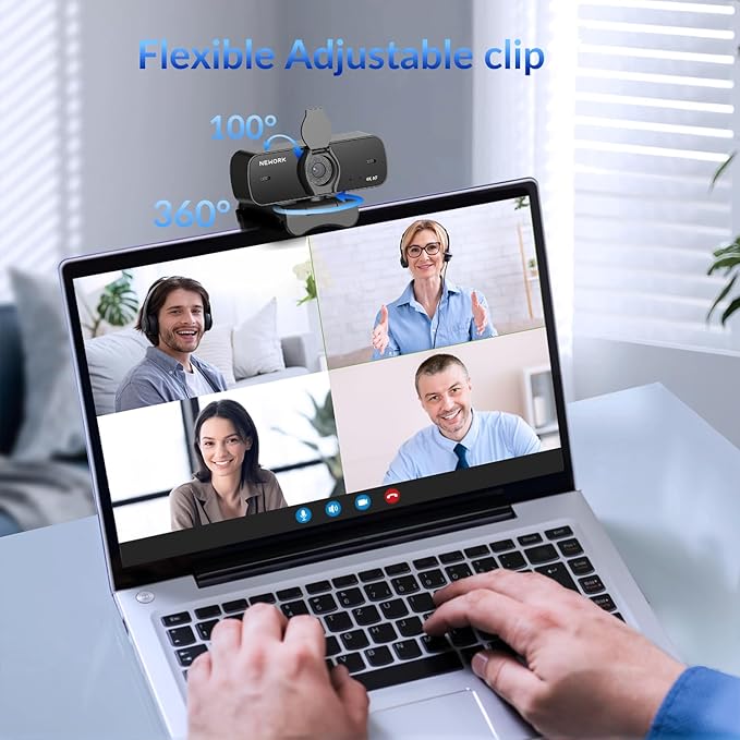 4K Webcam for PC with 2 Noise-Cancelling Microphones, Stable Auto Focus, Plug&Play Computer Camera for Online Teaching, Meetings, and Remote Communication (with Tripod)