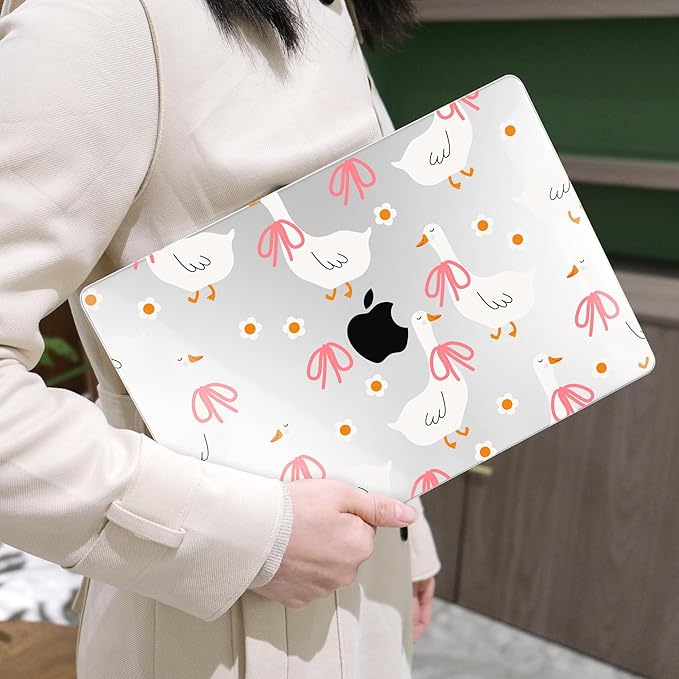 MEEgoodo Case for M5/M4/M3/M2 MacBook Air 15 inch Case 2026 2025 2024 2023, Laptop Shell Fit Model (A3448/A3241/A3114/A2941) for MacBook Air 15.3-inch, Goose Farm & Bows
