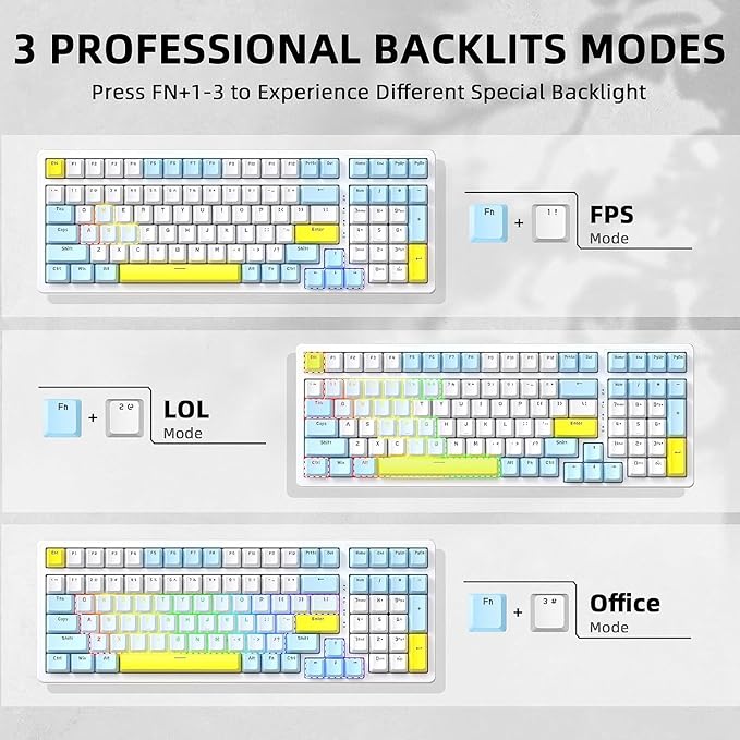 Ajazz Mechanical Gaming Keyboard,Hot Swappable Mechanical Keyboard with Numeric Pad,Compact USB Wired Keyboard 100 Keys Double-Shot ABS Keycaps,N-Key Rollover RGB Custom Keyboard for PC Mac(MX Red)