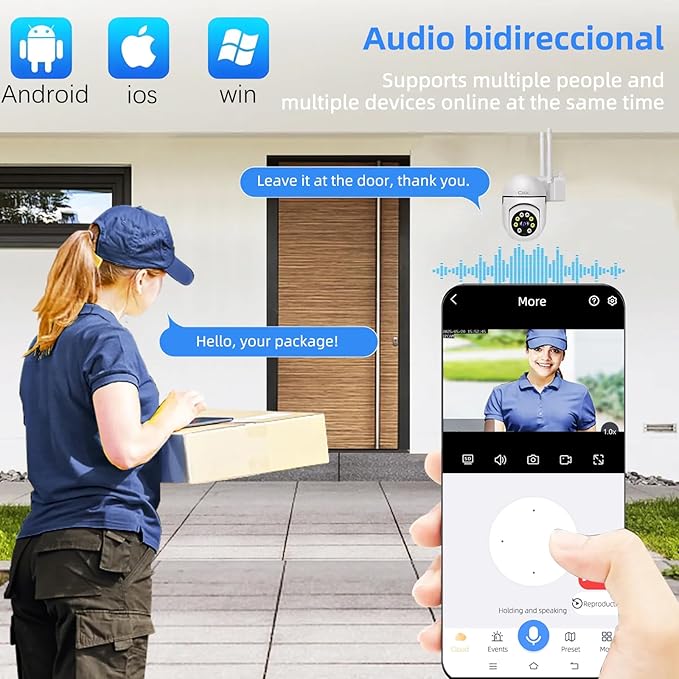 CKK 1080P Security Camera Outdoor Corded Power, 2 Pcs 2MP PTZ WiFi Home Camera (2.4G/5G Dual-Band), 360° Pan/Tilt, Color Night Vision, Motion Alerts, 2-Way Audio, Compatible with Alexa