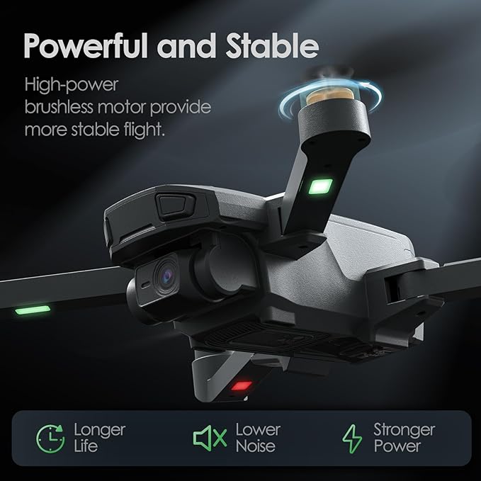 WeFone WF20 Drone with 1080P FPV Camera for Beginners, Foldable RC Quadcopter with Brushless Motor, Headless Mode, Adjustable Speed, One Key Take-off/Landing, Flight Path, 2 Batteries, Black