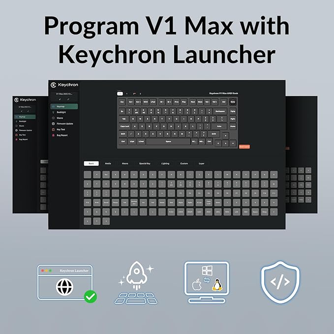 Keychron V1 Max 75% RGB Custom Mechanical Keyboard, 2.4Ghz/Bluetooth 5.1/Wired QMK/VIA Programmable Macro, Hot-Swappable Gateron Jupiter Banana Switch Gasket Mount for Mac Windows