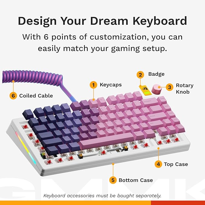 Glorious Gaming - GMMK 3 HE Rapid Trigger Keyboard, Hall Effect, 8K Polling Rate, MX Mechanical & Magnetic Switches, Hotswappable 75% Keyboard, Modular Gasket System, Doubleshot PBT keycaps (White)