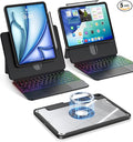 Clear Magnetic Keyboard Case for iPad Air 13" (M3/M2 2025/2024) & iPad Pro 12.9" (6/5/4/3 Gen) 2018 2020 2021 2022, 7-Color Backlit & Multi-Touch Trackpad, Rotatable & Liftable w/Stand, Black
