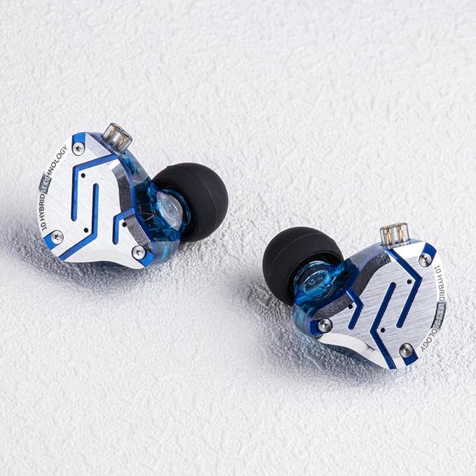 Linsoul KZ ZS10 Pro, 4BA+1DD 5 Driver in Ear Monitor, HiFi Wired Earbuds, Gaming Earbuds, Hybrid IEM Earphones with Stainless Steel Faceplate, Detachable Cable for Musician(with Mic, Glare Blue)