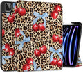 DONGKE Case for 2022/2021/2020/2018 iPad Pro 11 inch Gen 4/3/2/1 - Slim Protective Case - Built in Pencil Holder Support Charging - Trifold Stand & Sleep/Wake Cover- Leopard