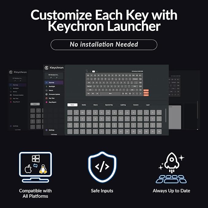 Keychron K3 75% QMK Wireless Mechanical Keyboard, Bluetooth 5.2/Wired Connection Custom Programmable RGB, Hot-Swappable with Low Profile Banana Switch for Mac Windows Linux - Version 3