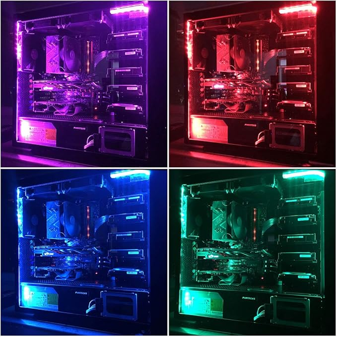 PC RGB Strip - 3pcs 5050 Magnetic PC LED Strip, Computer Case LED Light Strips for M/B with 12v 4pin RGB Header Compatible with Asus Aura Asrock RGB Led Gigabyte RGB Fusion MSI Mystic Light